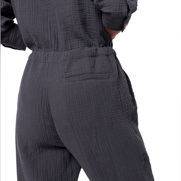 Faherty Dream Gauze Cotton Long Sleeve Jumpsuit Grey Gray Small $178 - Picture 3 of 11